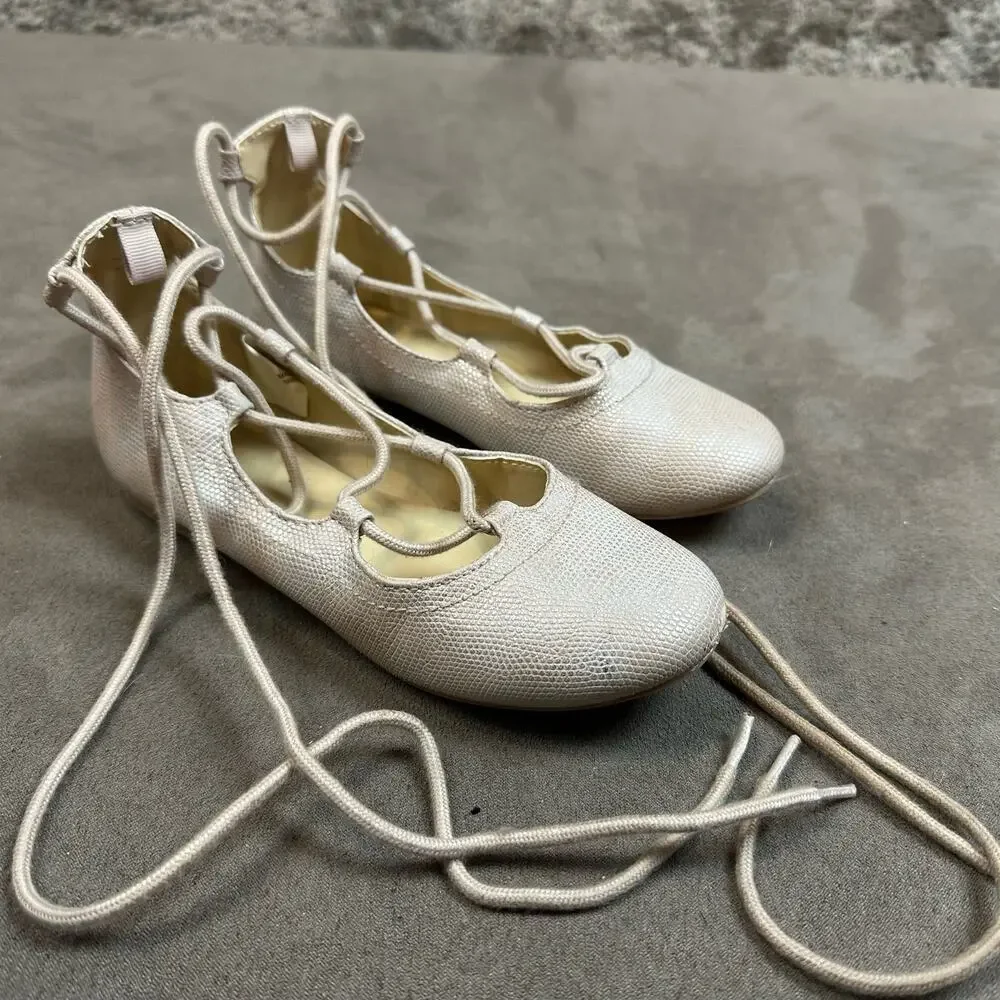 Gymboree Lace-Up Ballet Flats Shoes Girls Size 13 Elegant Formal Evening